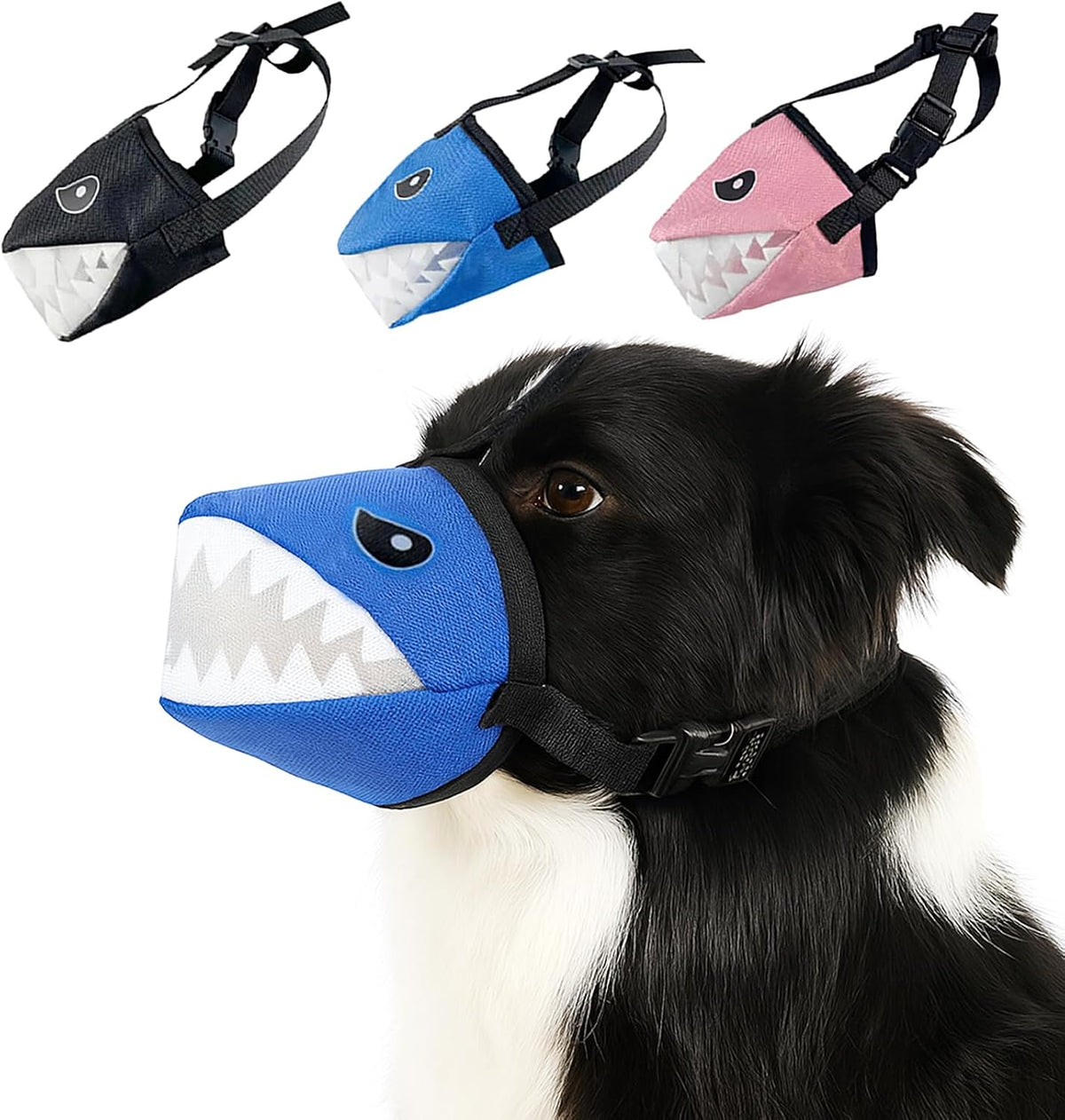 Shark Design Adjustable Soft Dog Muzzle – S–XL