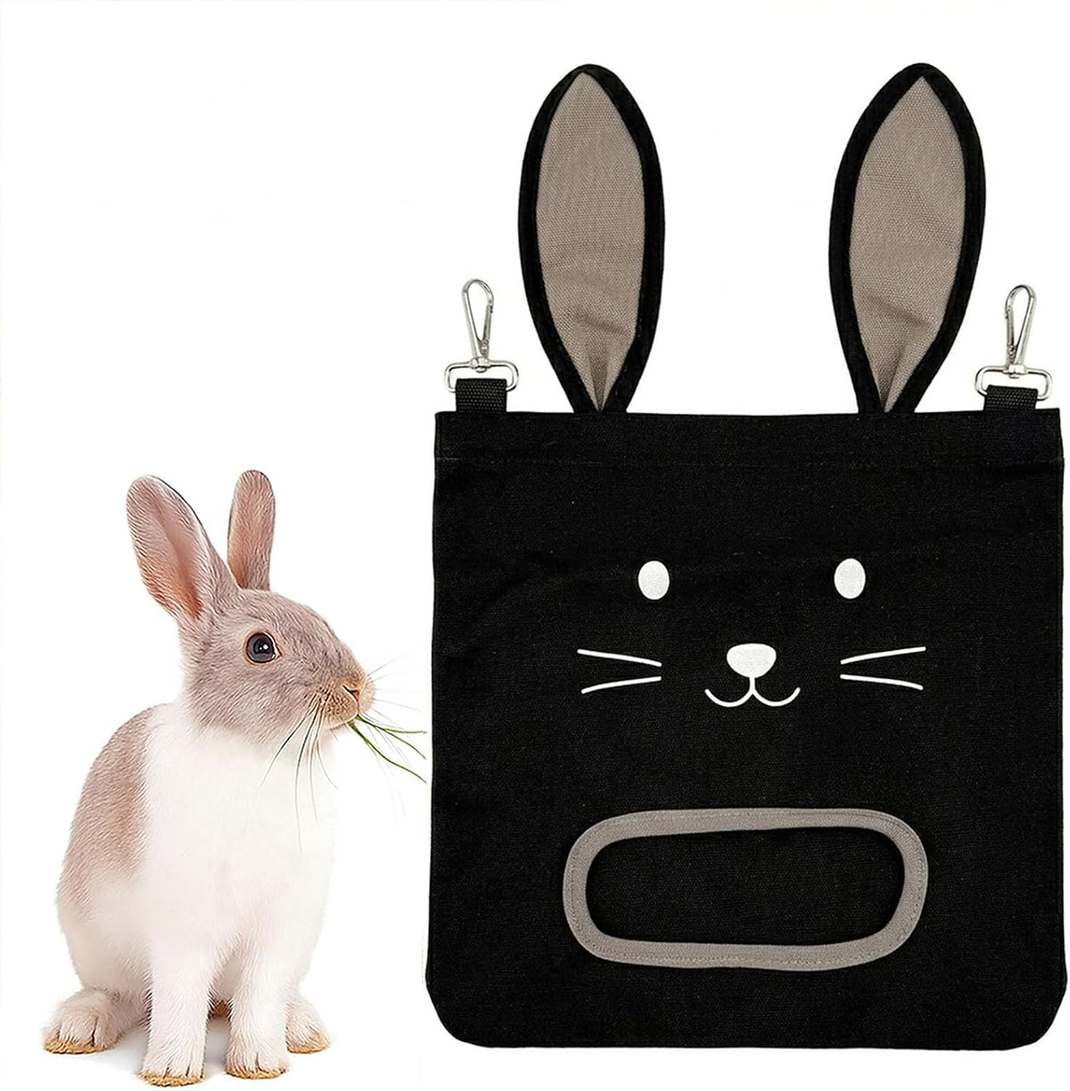 Bunny Ear Hanging Hay Feeder Bag for Rabbits and Guinea Pigs