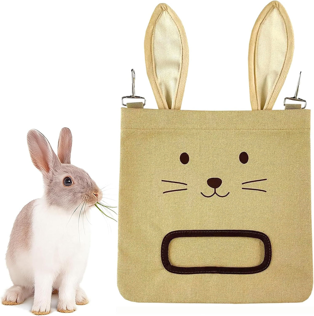 Bunny Ear Hanging Hay Feeder Bag for Rabbits and Guinea Pigs